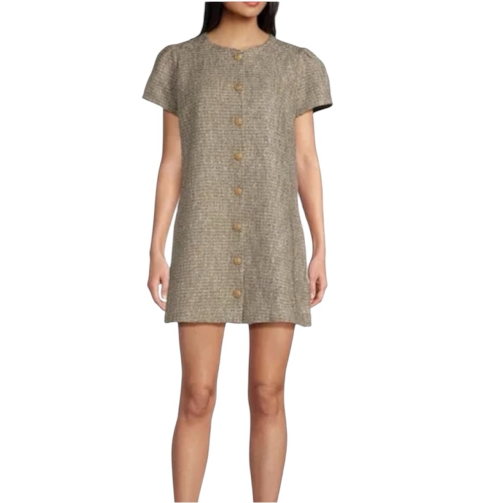 Abbey Glass Ellen Sparkle Tweed Dress 2XL Mini Button Down NWT